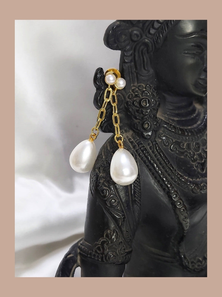 Pearl Chain Dangler Earrings