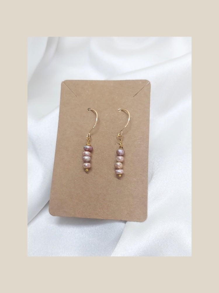 Pink Pearl Long Drop Earrings