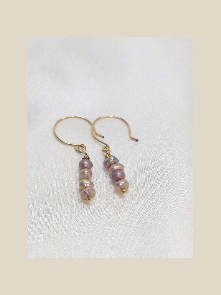 Pink Pearl Long Drop Earrings