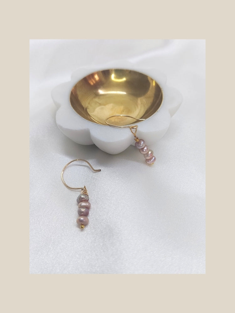 Pink Pearl Long Drop Earrings