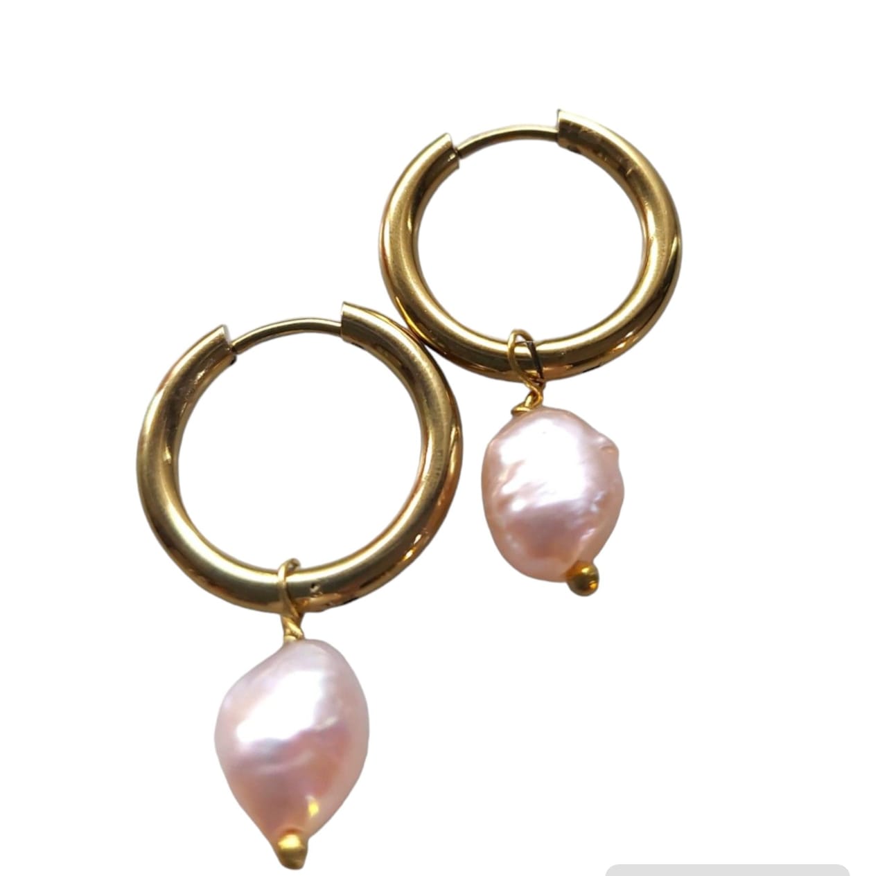 Latest Baroque Pearl Hoop Earrings (Pink)