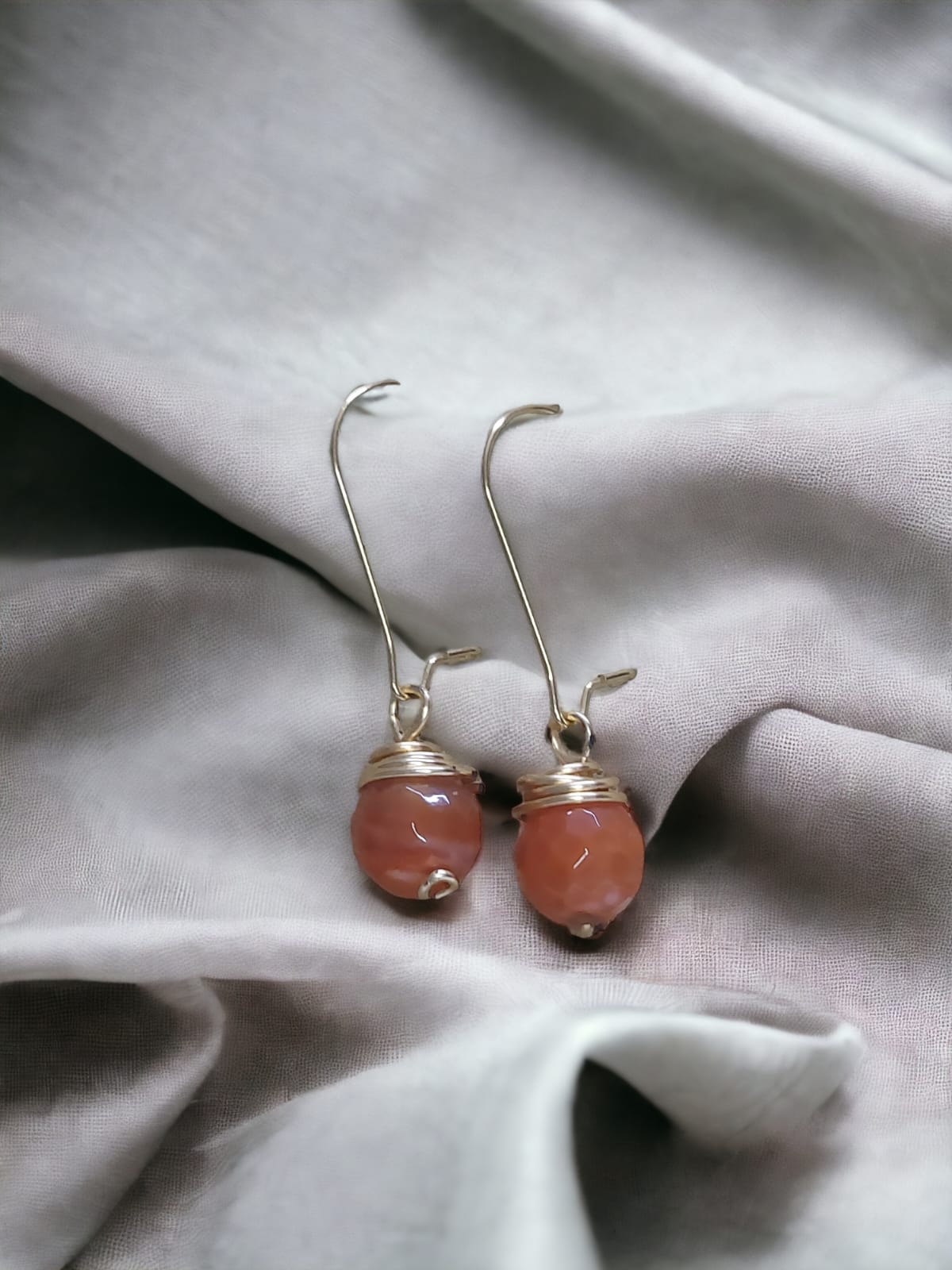 Orange Wire Drop Earrings