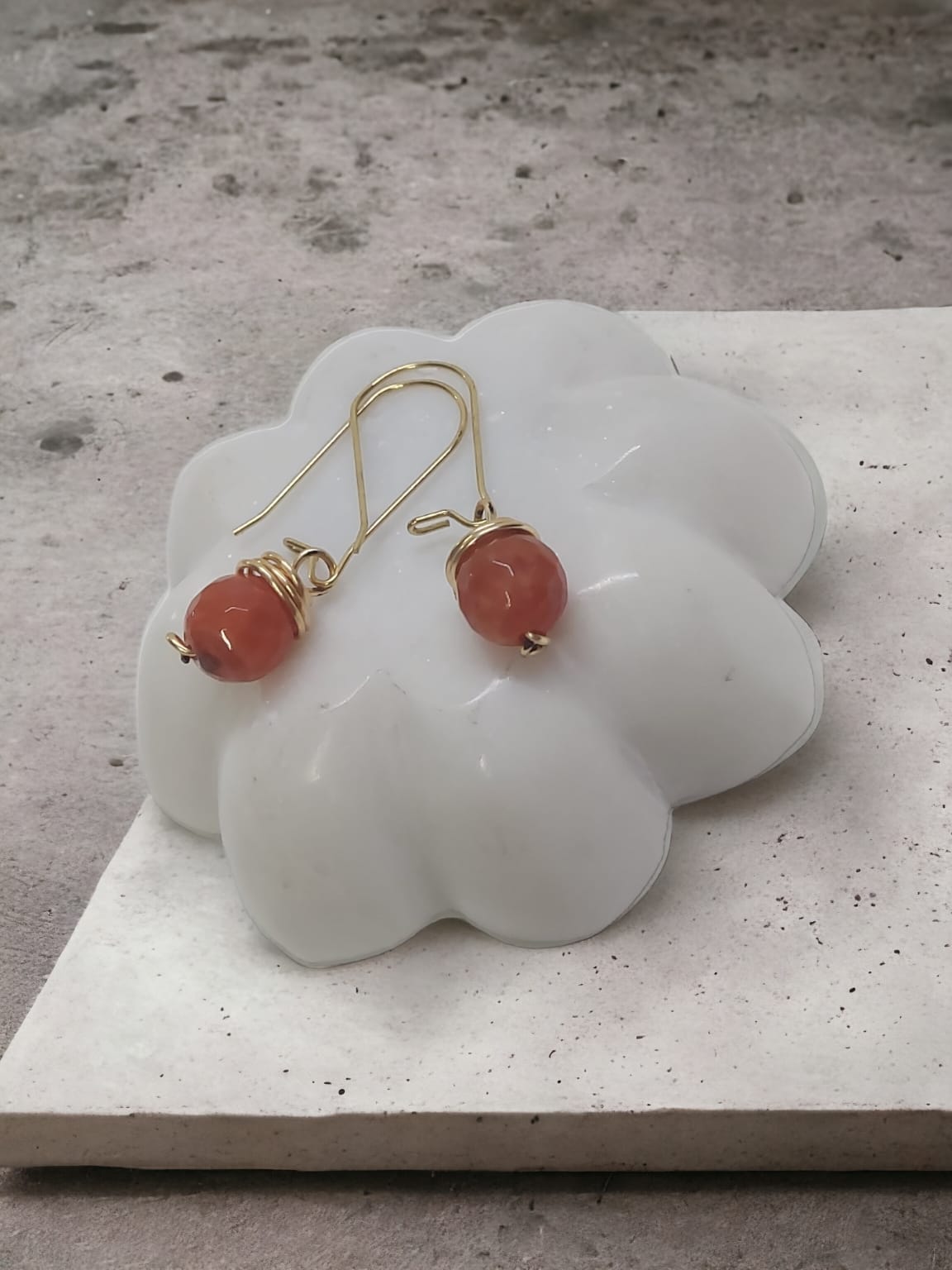 Orange Wire Drop Earrings