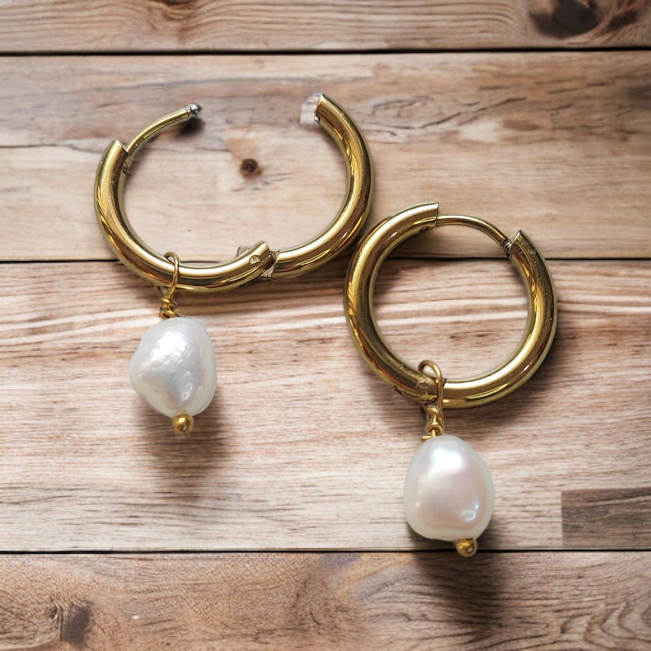 Latest Baroque Pearl Hoop Earrings