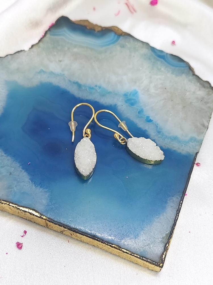 White Druzy Earrings