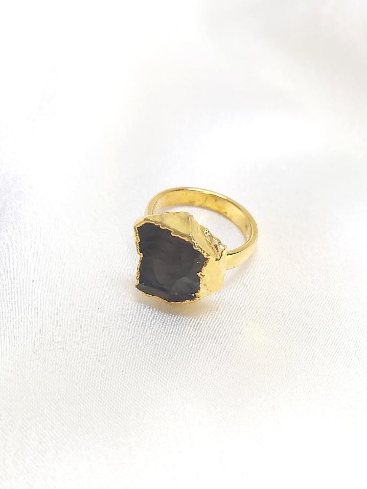 Black Raw Natural Stone Ring