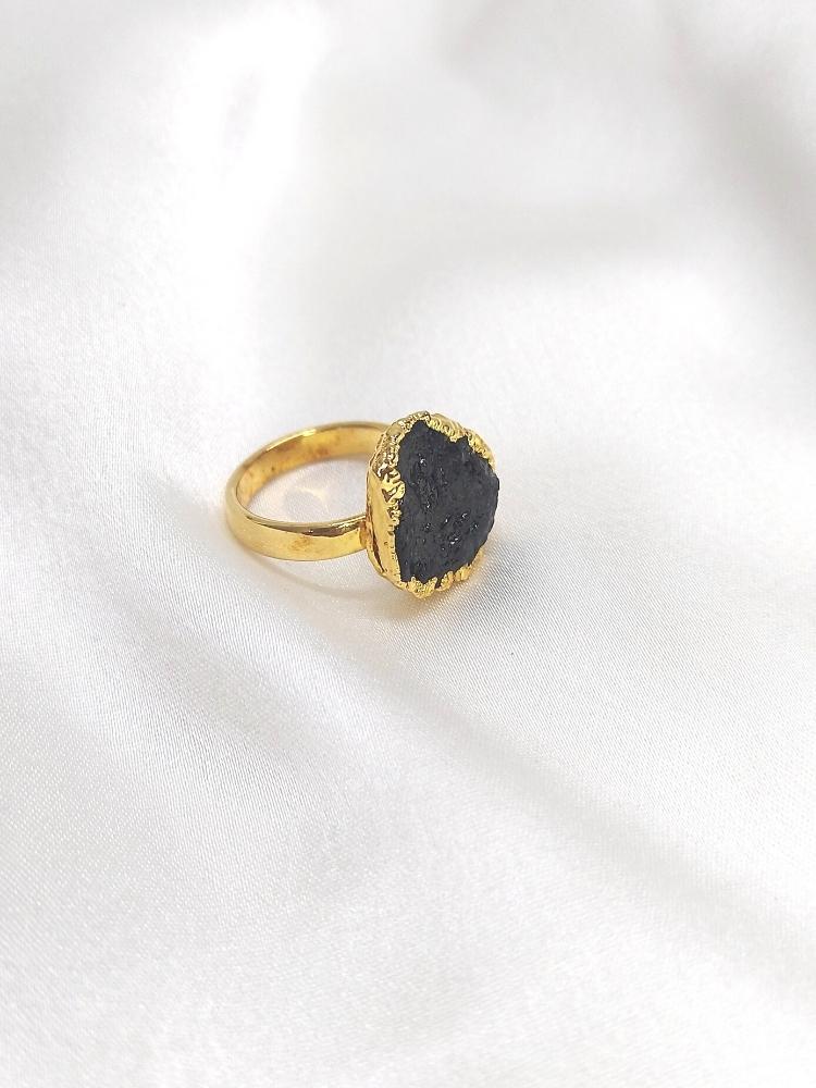 Black Raw Natural Stone Ring