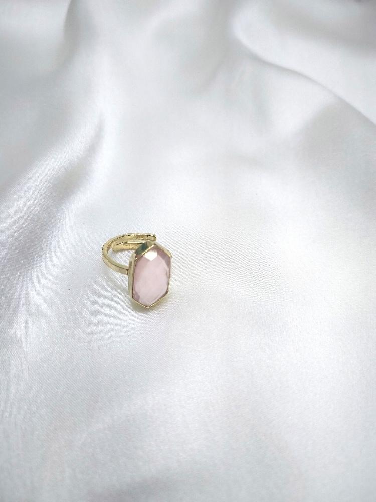 Rose quartz pink ring