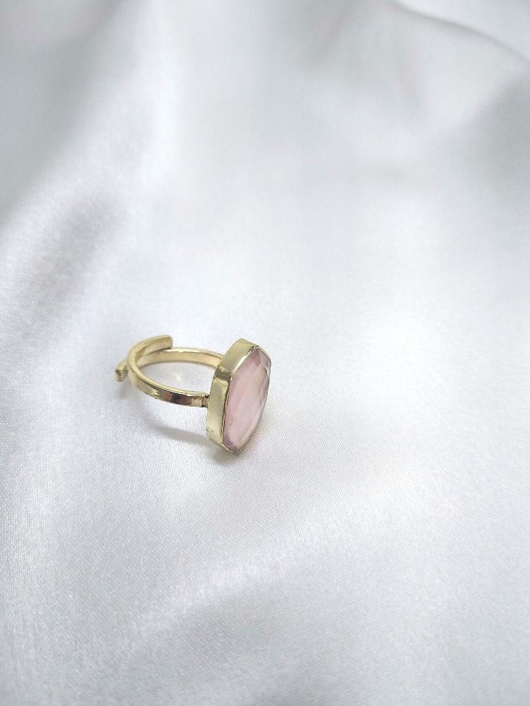 Rose quartz pink ring