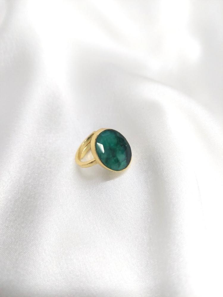 Green Dyed Emerald Ring