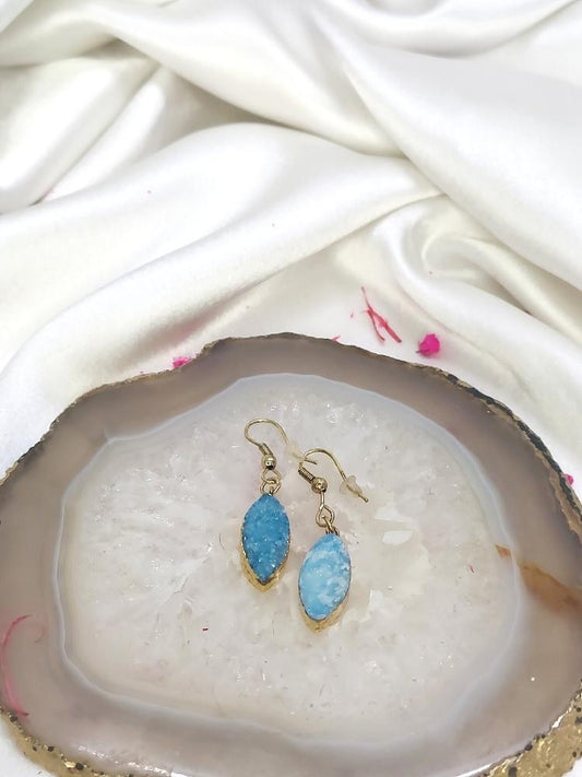 Blue Druzy Drop Earrings