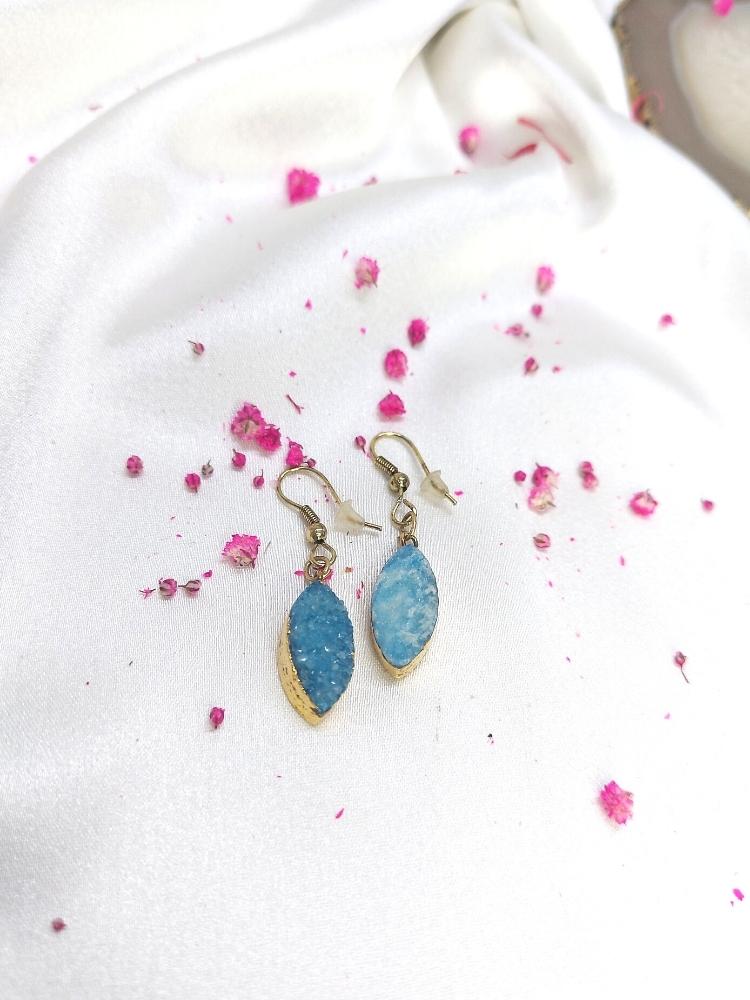 Blue Druzy Drop Earrings