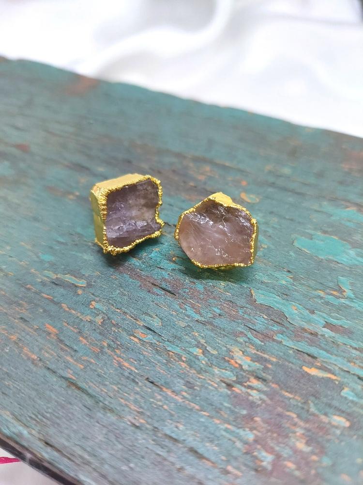 Raw Stone Stud Earring