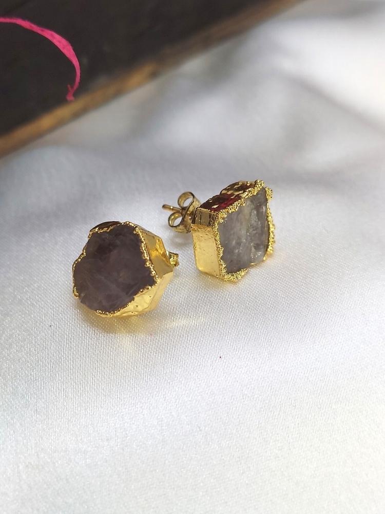 Raw Stone Stud Earring