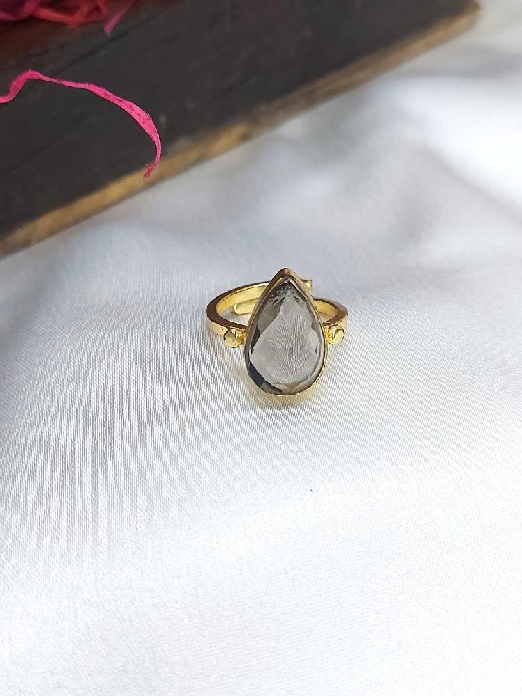 Smoky Pyrite Grey Ring