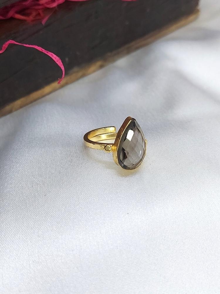 Smoky Pyrite Grey Ring