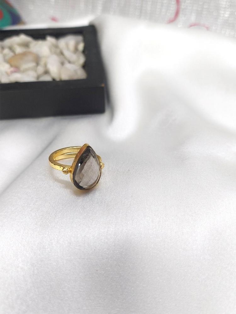 Smoky Pyrite Grey Ring