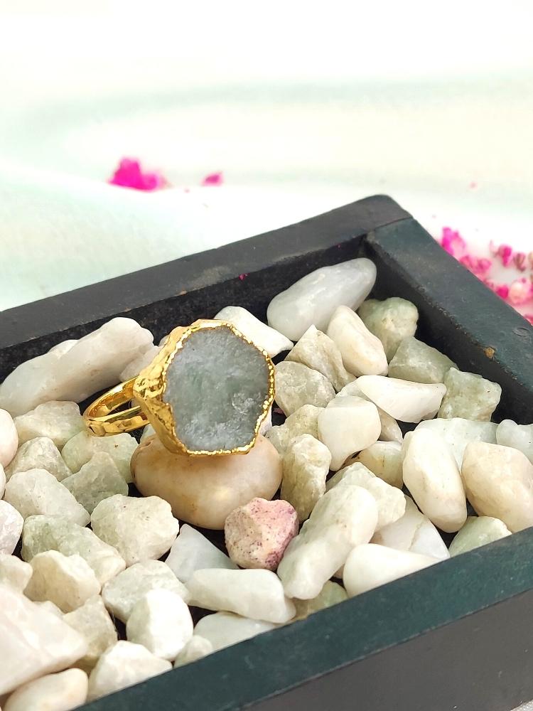 Greenish Grey Raw Stone Ring