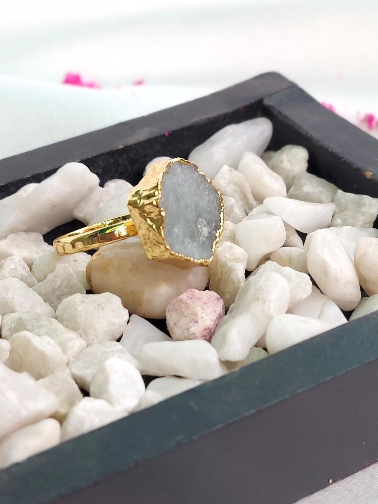 Greenish Grey Raw Stone Ring