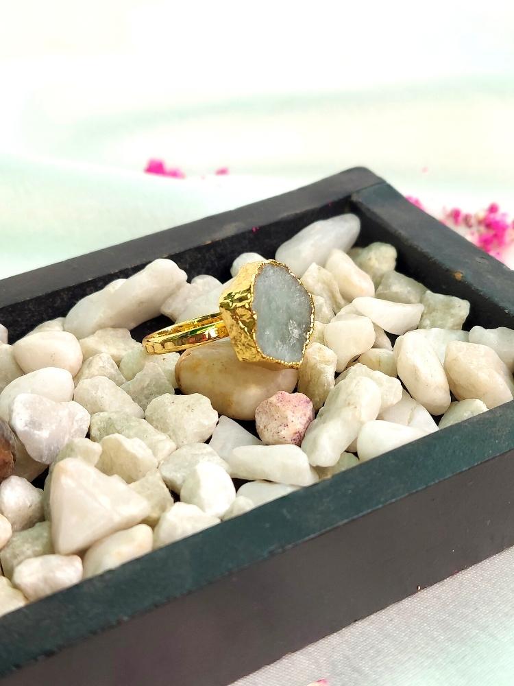 Greenish Grey Raw Stone Ring