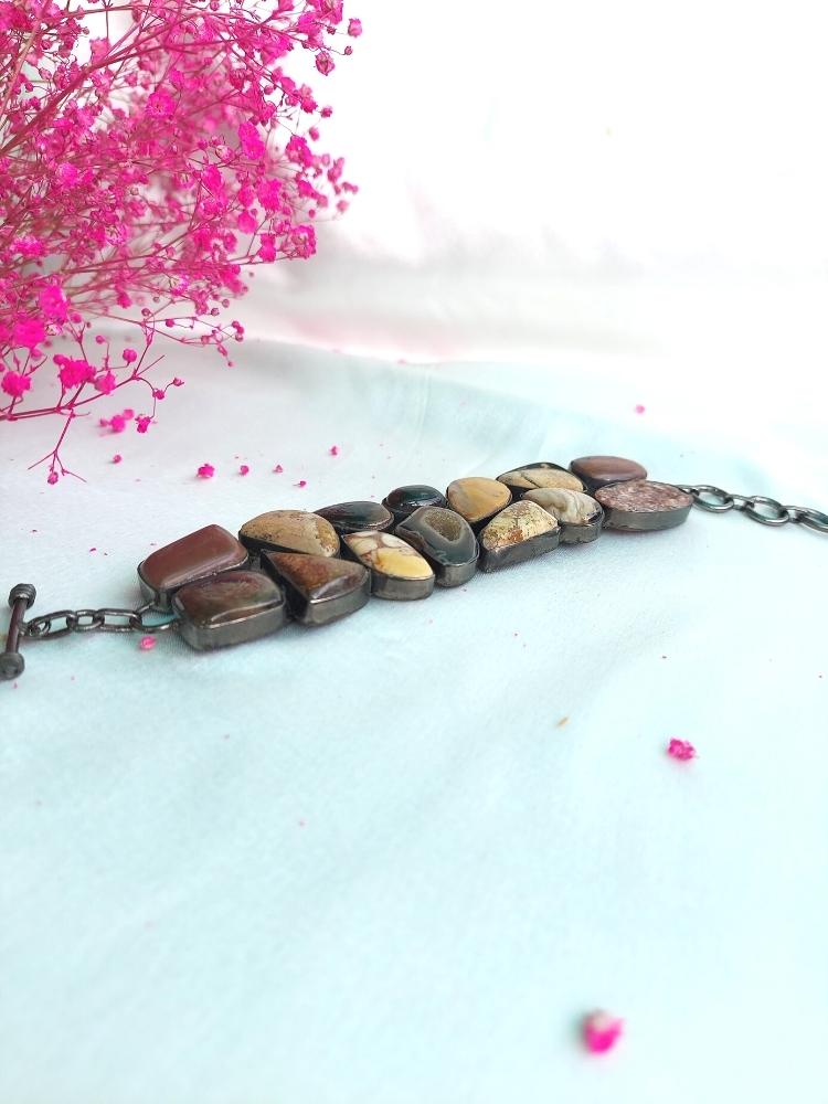 Brown Chunky Natural Stone Bracelet