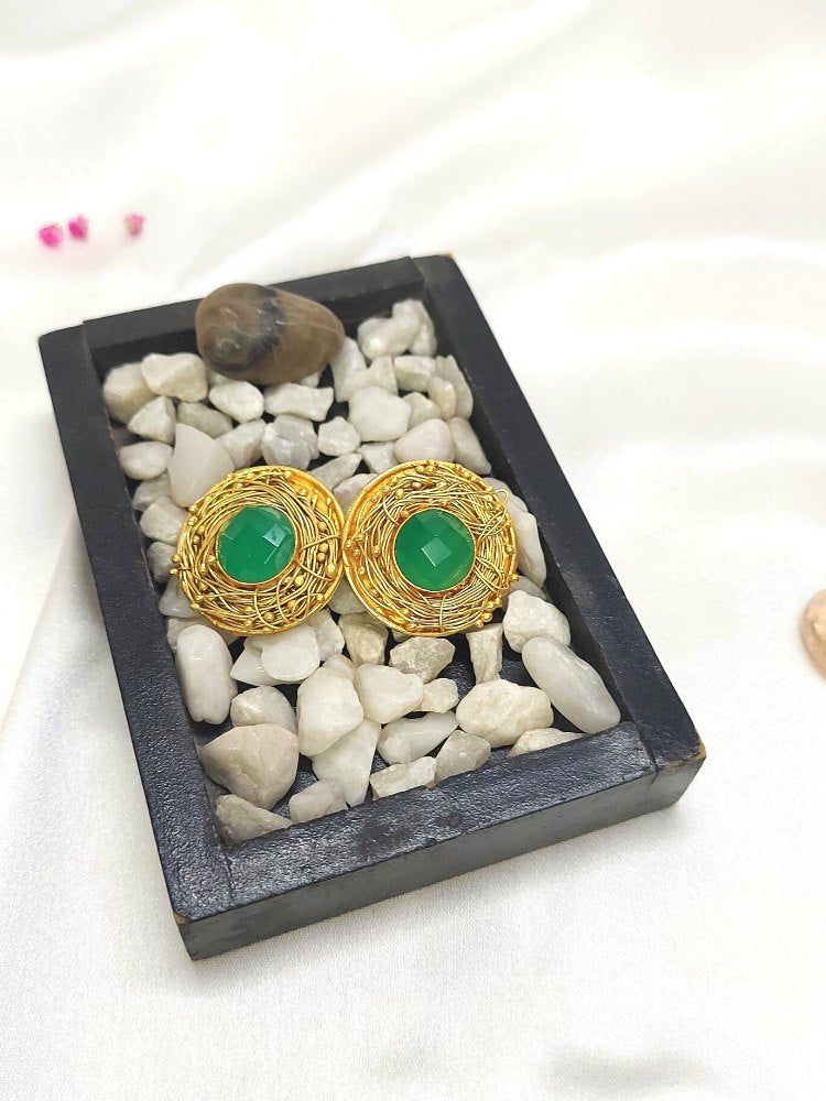 Green Onyx Studs