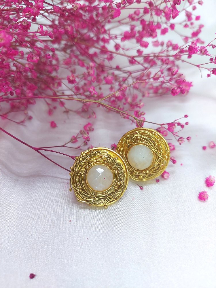 Rainbow Moonstone Studs