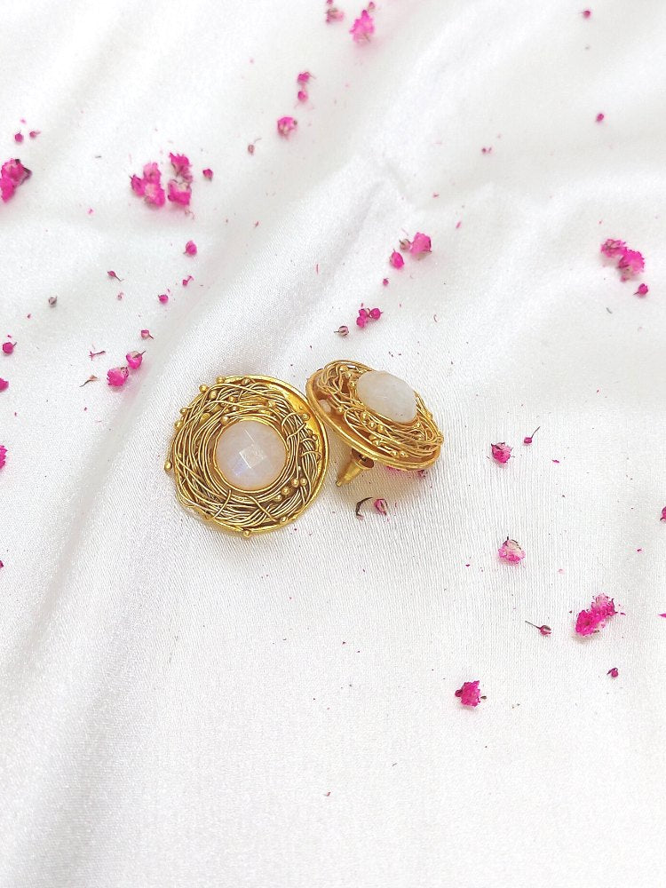 Rainbow Moonstone Studs